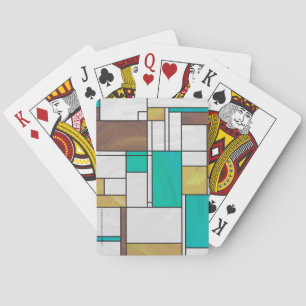Baralho Mondrian Brown Yellow Teal Impressão
