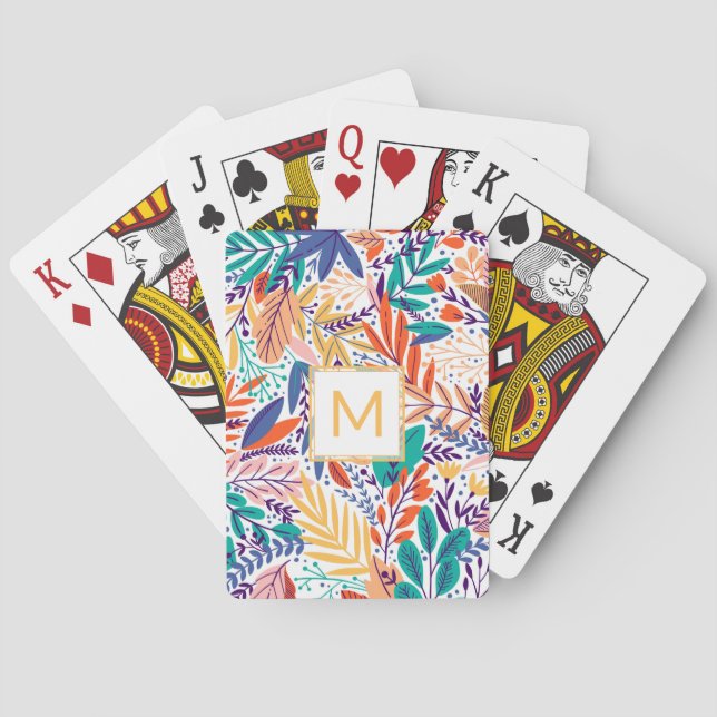 Baralho Monograma Amarelo Cheio e Flores de Mola (Verso)