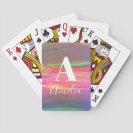 Baralho Monograma - Arte de Abstrato Rosa Quente