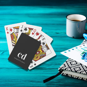 Baralho Monograma branco preto - iniciais personalizadas m
