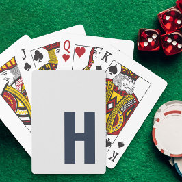 Baralho Monograma com Cinza de prata mínima inicial azul