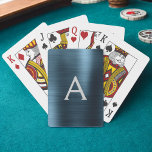 Baralho Monograma de Aço Inoxidável com Folha Azul Moderna<br><div class="desc">Cartões De Brinquedo Elegante De Aço Isolado De Aço Isolado,  De Folha Metálica Azul. Essas cartas de jogar podem ser personalizadas para incluir seu nome inicial e próprio e fazer um favor de excelente para uma doce festa de aniversário,  chá de panela,  favor de casamento ou festa de solteira.</div>