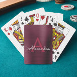 Baralho Monograma de Aço Inoxidável Puro e sem Costura<br><div class="desc">Cartões De Brinquedo De Monograma Elegante De Aço Isolado Metálico Sem Aço Metálico,  Roxo De Cranberry Burgundy. Essas placas podem ser personalizadas para incluir seu nome inicial e primeiro e fazer um favor de excelente para uma festa de aniversário,  chá de panela ou festa de solteira.</div>
