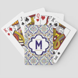 Baralho Monograma de Azulejos Botânicos de Vintage