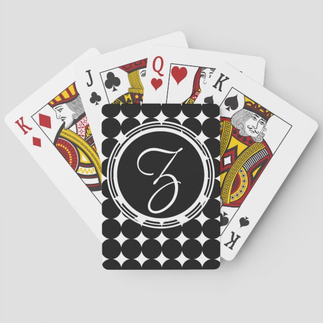 Baralho Monograma de Bolinhas Preta (Verso)
