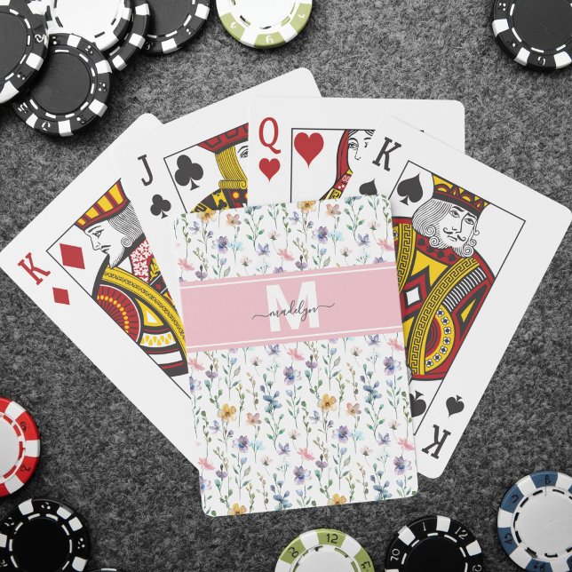 Baralho Monograma de Flor Silvestre (Wildflower Monogram Poker Cards)