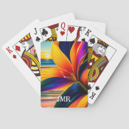 Baralho Monograma de Flores Tropicais de Paraíso