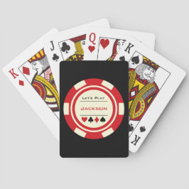 Baralho Monograma De Poker De Casino Branco Vermelho Desli