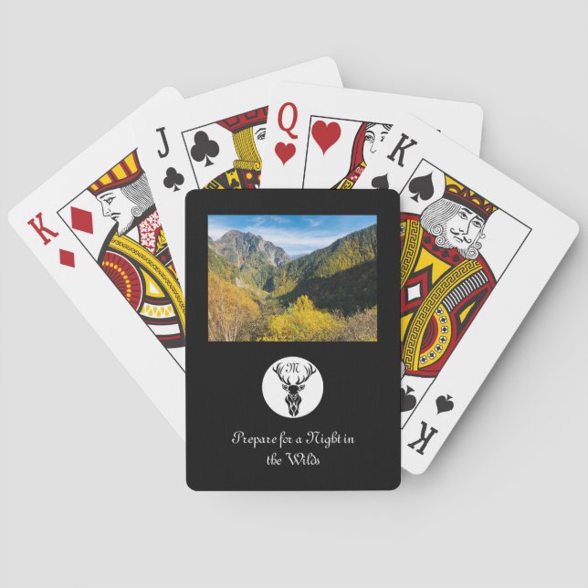 Baralho Monograma de Silhueta Preto com Selfie Personaliza (Verso)