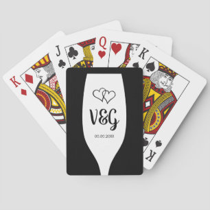 Baralho Monograma de vidro de vinho jogar cartas de casame