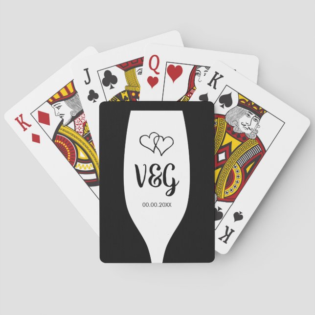 Baralho Monograma de vidro de vinho jogar cartas de casame (Verso)