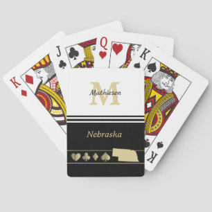 Baralho Monograma Dourado Silhouette Nebraska