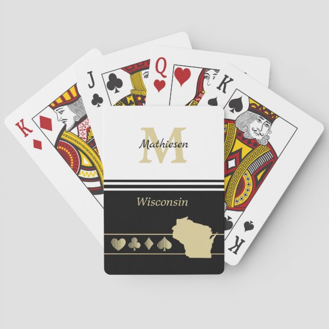 Baralho Monograma Dourado Silhouette Wisconsin (Verso)