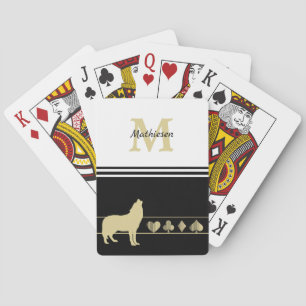 Baralho Monograma Dourado Silhouette Wolf