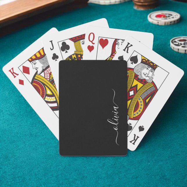 Baralho Monograma Elegante Moderno e Branco Negro (Criador carregado)