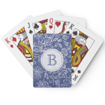 Monograma Floral Branco e Azul