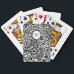 Baralho Monograma Floral Mandela Inicial Preto Branco<br><div class="desc">Padrão Floral Mandela em Preto e Branco com monograma personalizado INICIAL em preto. Fácil personalizar o próprio texto,  cor do texto. Ótimo para QUALQUER ocasião,  reunião,  lembrancinha de festa,  tema de aniversário,  evento divertido. Colorido,  Ousado,  Divertido. Misture e Combine toda a nossa Coleção Preto e Branco da TMCdesigns.</div>