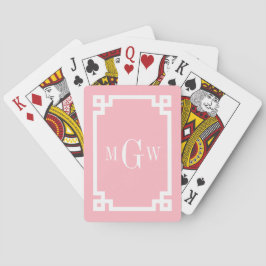 Baralho Monograma Inicial 3 Moldura Chave Grega Rosa e Bra