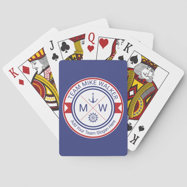 Baralho Monograma Logotipo Náutico Âncora Roda Helm Motto (Verso)