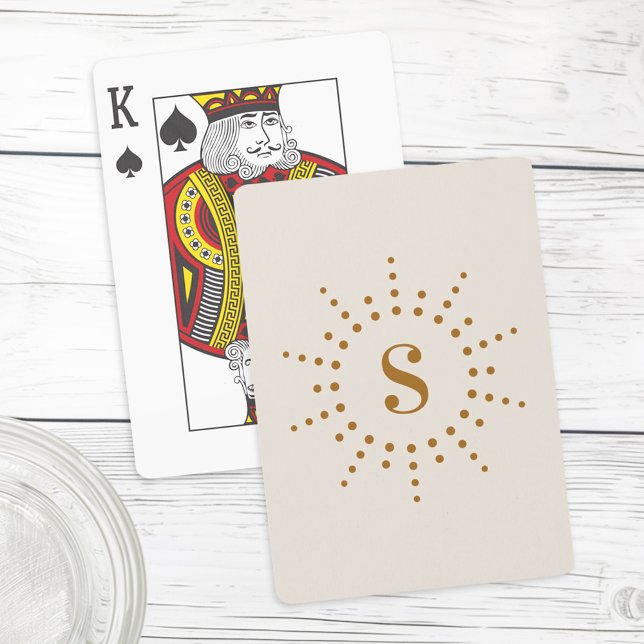 Baralho Monograma, marfim radial de explosão solar neutra (Monogram initial radial sunburst neutral ivory poker cards)