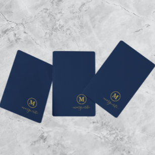 Baralho Monograma marinho Azul e Dourado