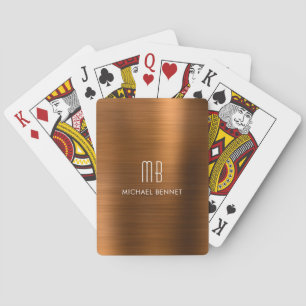 Baralho Monograma Metálico de Cobre Marrom Elegante Bruta