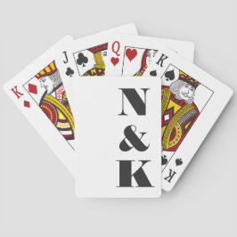 Baralho Monograma Moderno Minimalista Casamento Preto e Br