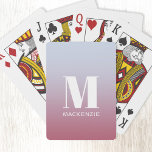 Baralho Monograma Moderno Nome Inicial Gradação Azul Cor-d<br><div class="desc">Design de nome inicial minimalista da tipografia moderna que pode ser mudado para personalizar. Branco sobre um fundo de gradiente azul,  rosa a pálido.</div>
