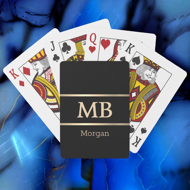 Baralho Monograma/Nome Dourado 3D, Dourados, Black (Criador carregado)