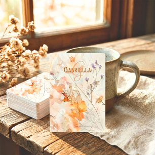 Baralho Monograma Personalizado de Aquarela Floral Elegant