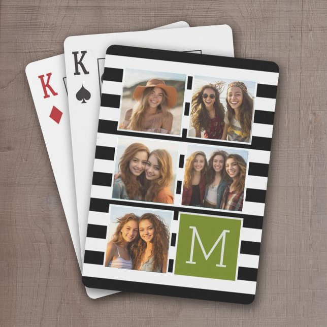 Baralho Monograma Personalizado de Colagem de Fotografias  (6 Photo personalized playing cards with a name or other text)