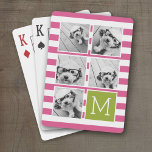 Baralho Monograma Personalizado de Colagem de Fotografias<br><div class="desc">O plano de fundo inclui um padrão de distribuição opcional - Use cinco fotos quadradas para criar um presente exclusivo e pessoal. Ou você pode ficar com o filhote hipster e fazer uma moda. Se precisar ajustar as fotos,  clique na ferramenta personalizar para fazer alterações.</div>