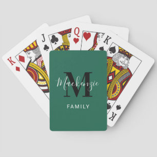 Baralho Monograma Personalizado de Família Verde Moderno