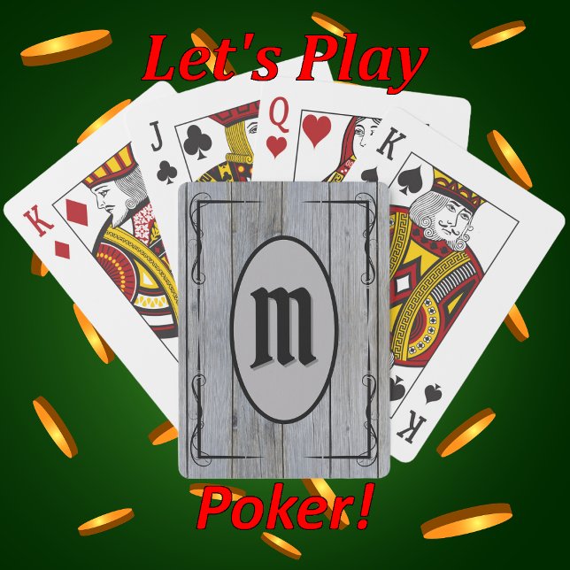 Baralho Monograma Personalizado De Madeira De Cinza Rústic (Criador carregado)