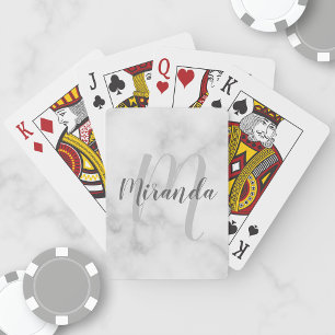 Baralho Monograma Personalizado Moderno e Marcar Branco