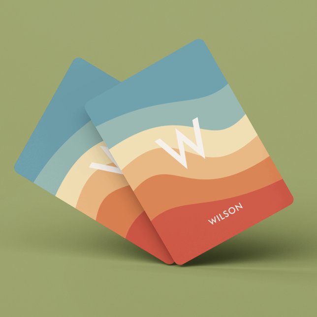 Baralho Monograma Pessoal com Faixa Retroativa Wavy (Criador carregado)