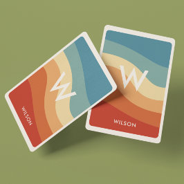 Baralho Monograma Pessoal com Faixa Retroativa Wavy