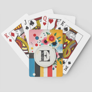 Baralho Monograma Quic do Círculo de Design Floral Colorid