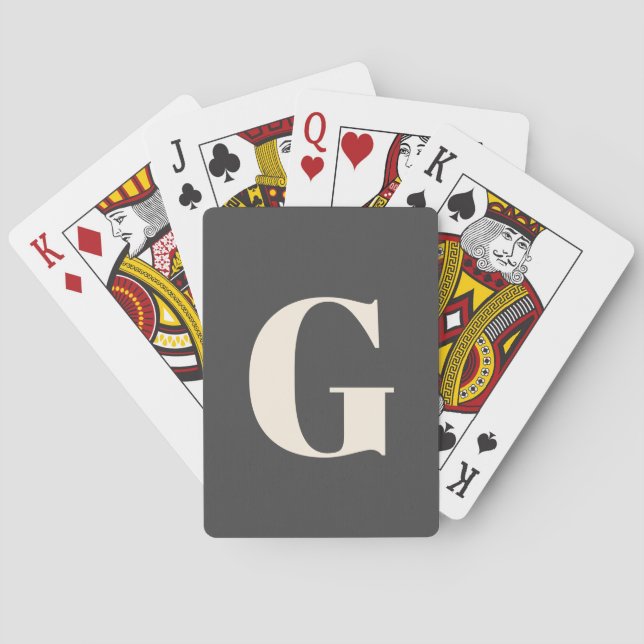Baralho Monograma Simples Personalizado Preto e Branco (Verso)