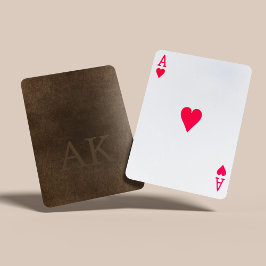 Baralho Monograma vintage elegante aspecto de couro castan