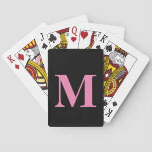 Baralho Monogramas Inicial Nome Rosa Preto Presente Favori