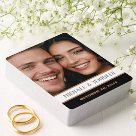 Baralho Monomograma de Data de Casal Moderno Foto Personal