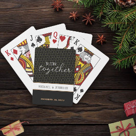 Baralho Monomograma Moderno de Casamento Data Personalizad