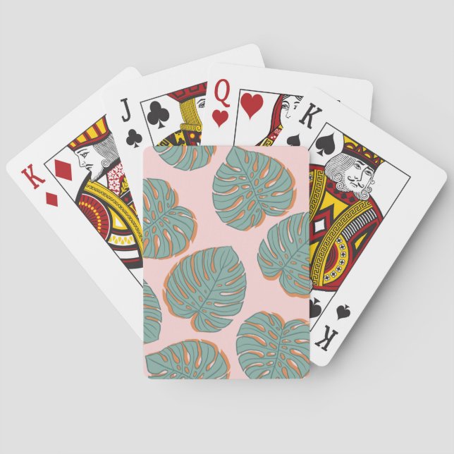 Baralho Monstera Leaf: Padrão Vintage Tropical (Verso)