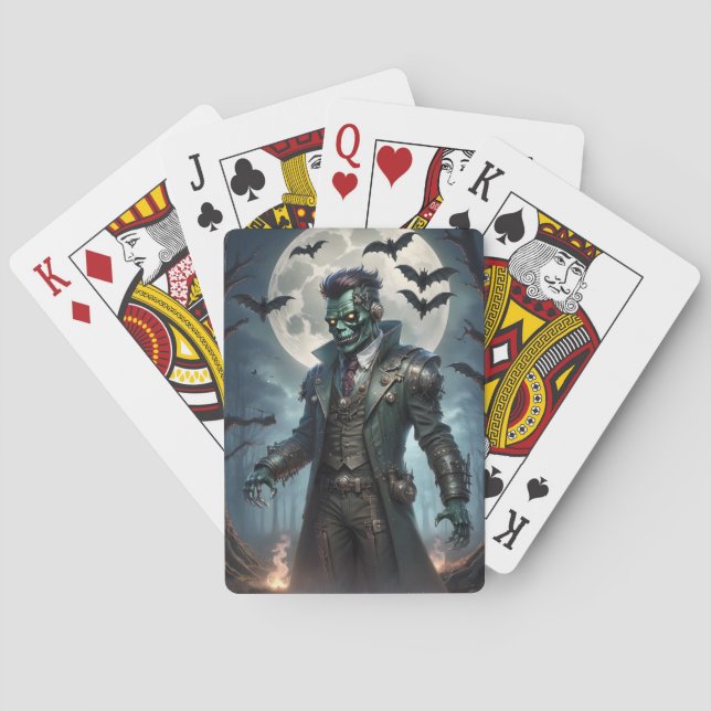 Baralho Monstro de Frankenstein Steampunk do Halloween (Verso)