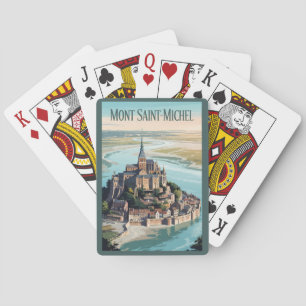 Baralho Mont-Saint-Michel França Ilustração Arte Viagem