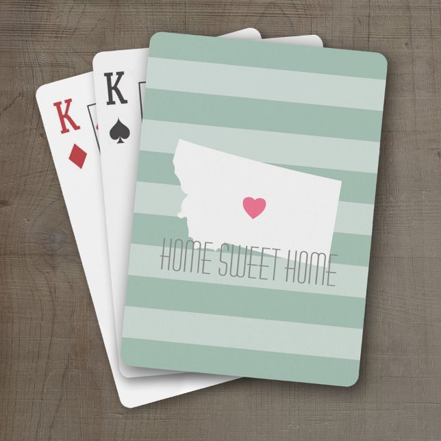 Baralho Montana Home State Love with Custom Heart (Personalized Playing Cards with a State Map, Movable Heart and Name)