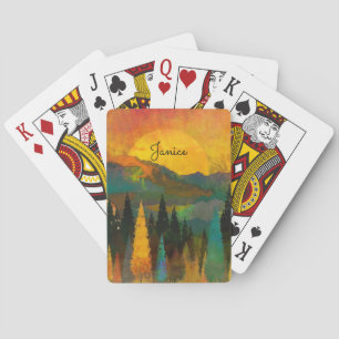 Baralho Montanha Sunshine Personalizar Nome Azul Verde Dou