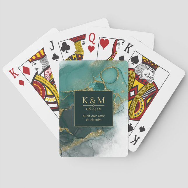 Baralho Moody Ink Emerald Dourado Abstrato ID988 (Verso)