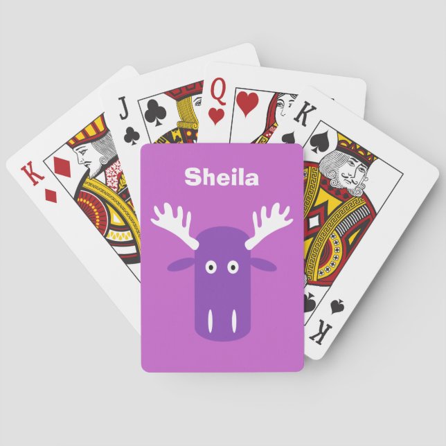 Baralho Moose Head Pop Art: Monogramas personalizados (Verso)